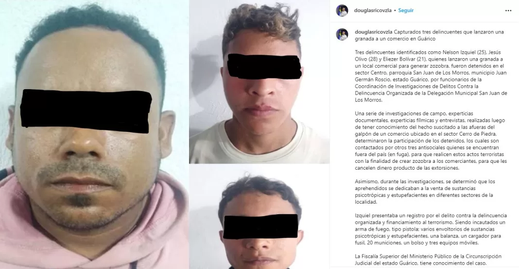 Arrestaron a tres personas por lanzar una granada en Guárico