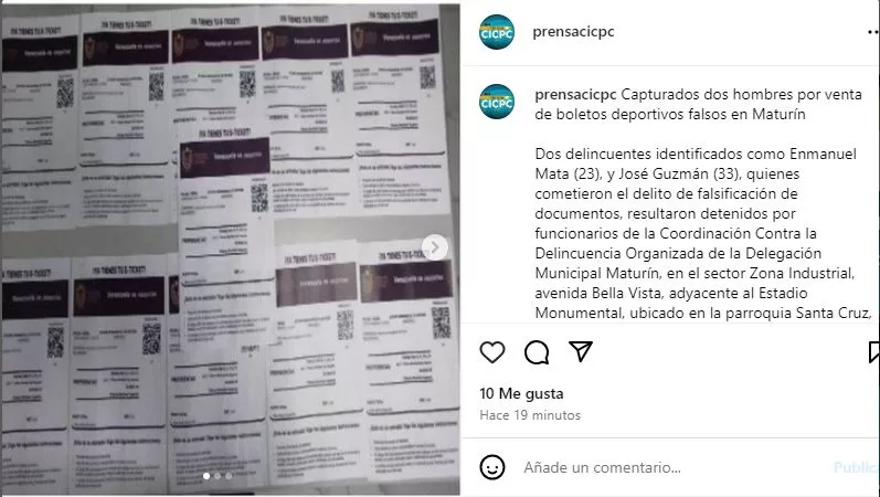 Los detuvieron por vender boletos falsos para juego de la Vinotinto