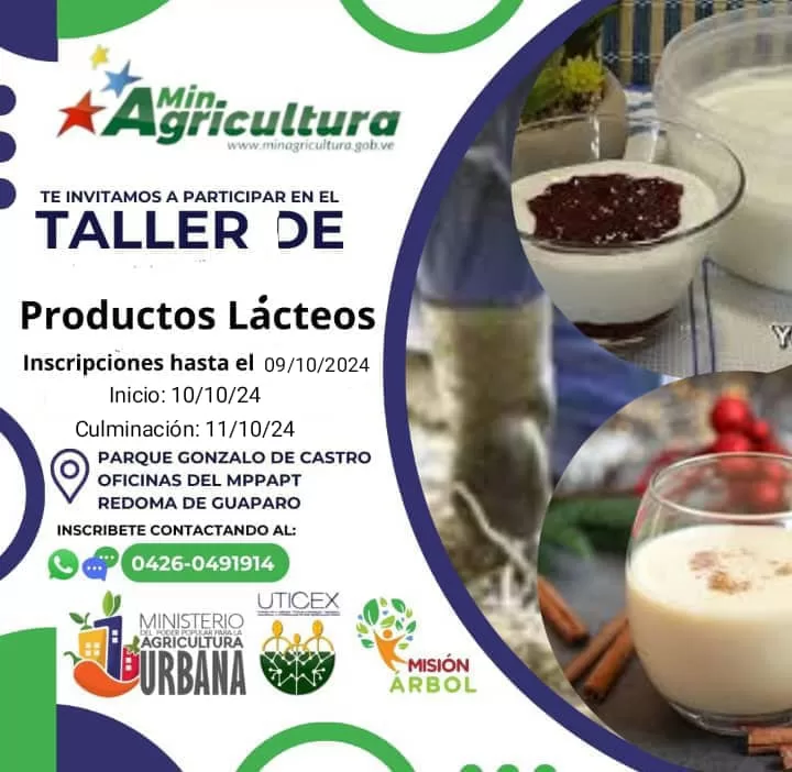 Realizarán taller de productos lácteos en Valencia este jueves