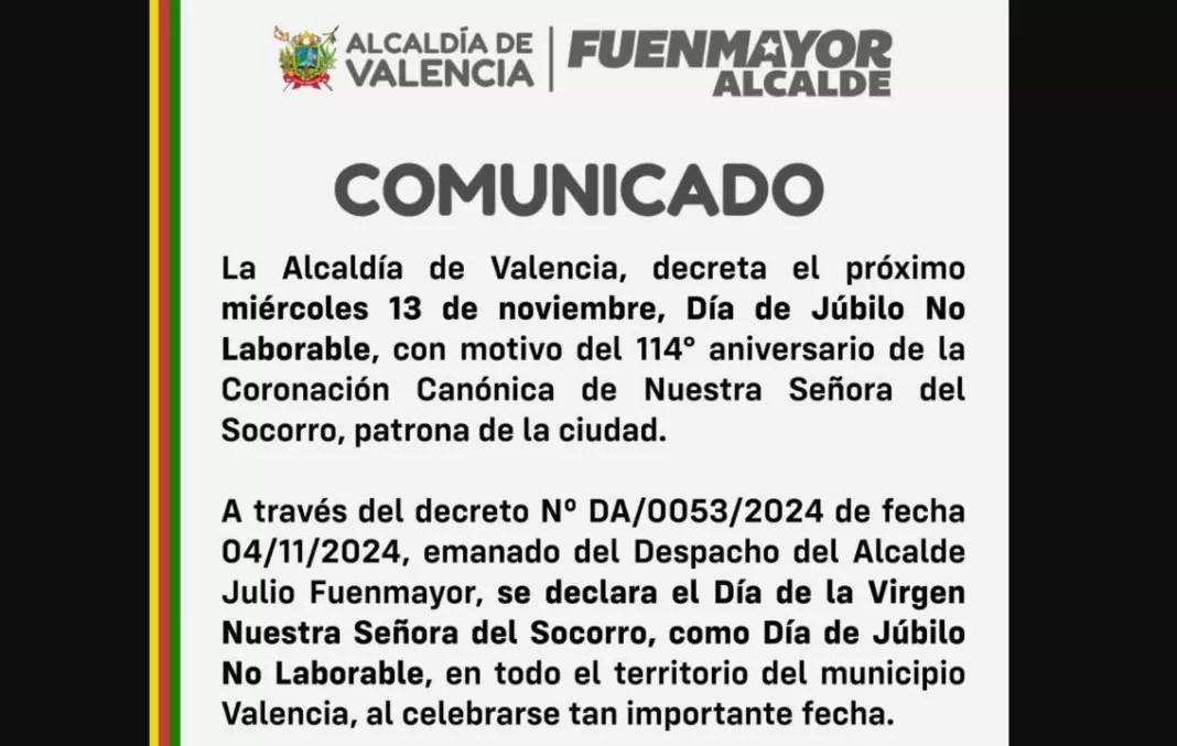 El miércoles 13 de noviembre será día no laborable en Valencia - Radio América