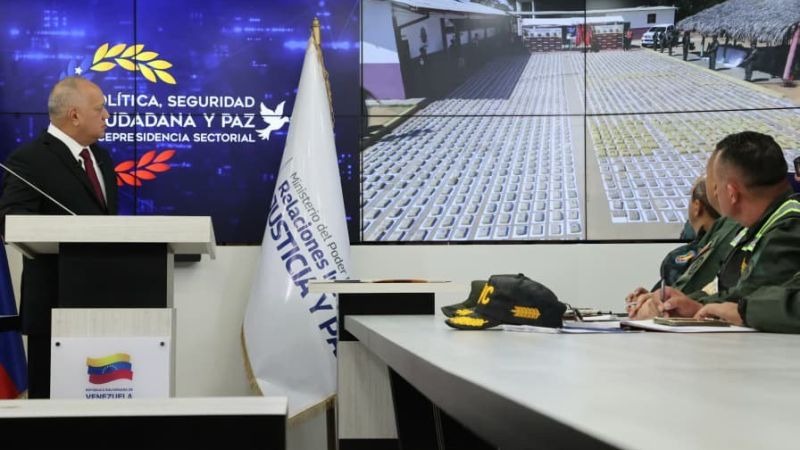 Cabello anunció la incautación de 6 mil 850 kilos de droga en el Orinoco, alcanzando 7 toneladas en 2026