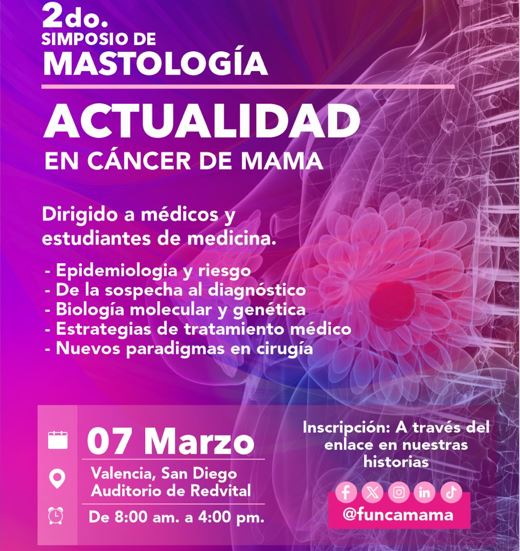 Funcamama realizará 2do. simposio “actualidad en cáncer de mama” para fortalecer la formación médica en Carabobo