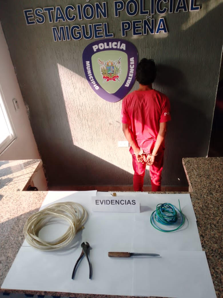 Policía Municipal de Valencia capturó a azote dedicado al hurto de material estratégico Miguel Peña
