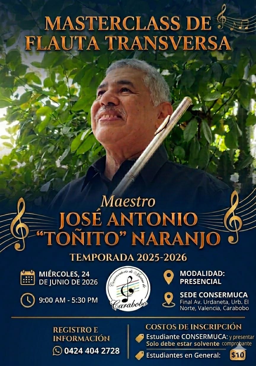 Maestro Toñito Naranjo brindará enriquecedora jornada pedagógica en el Conservatorio de Música de Carabobo
