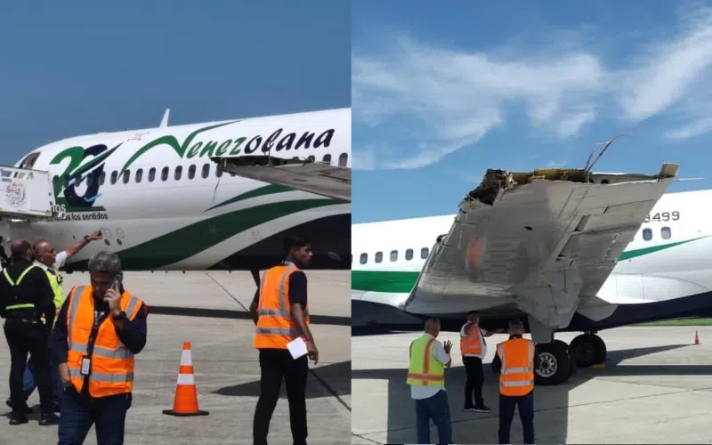 Avión comercial sufre daños tras colisionar con objeto fijo en la Base Aérea El Libertador