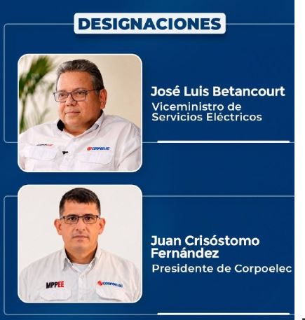 Designan a nuevo viceministro de Servicios Eléctricos y presidente de Corpoelec