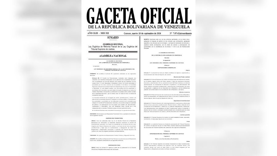 Publican en Gaceta Oficial la reforma de la Ley Orgánica del TSJ